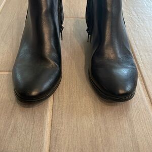 Black Leather Low Ankle Boots